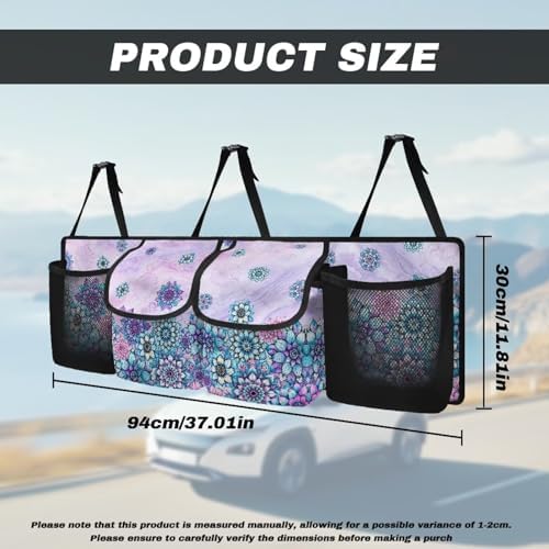 Retro Floral Car Trunk Organizer Car Back Seat Hanging Storage Bag Collapsible Large Capacity Storage Bag Automotive Interior Accessories for Sedans SUV Jeep