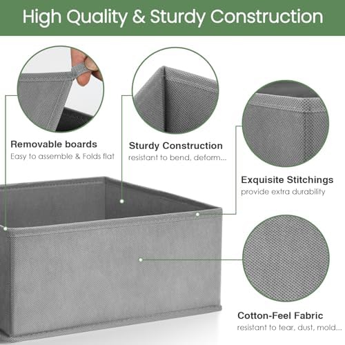 Criusia Drawer Organizer Clothes,16 Pack Underwear Drawer Organizers, Foldable Closet Organizers and Storage Dresser Drawer Dividers Clothing Organizer for Clothes, Socks, Scarves, Bra, Ties (Grey)