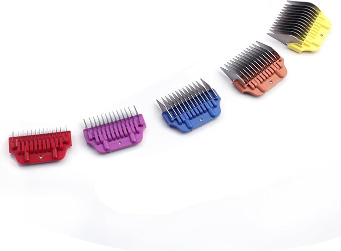 Dog Animal Stainless Steel Wide Clipper Attachment Guard Comb Set for A5 Series | Snap-On/Off Design Combs,Only Fir for 10W/15W/30W Wide Blade (Medium 5-Piece)