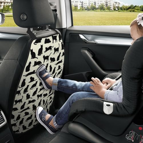 Car Seats Back Protector 2 PCS - Black Cat | with 3 Storage Pockets, Shield Seats From Dirt, Mud Scratches, Fits Cars SUVs Trucks and Jeeps