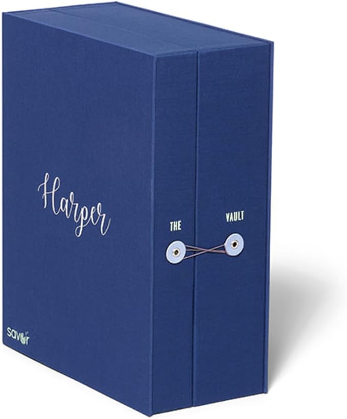 Savor | Pet Memorial Box for Dog, Cat, and Other Pets | Personalizable Pet Loss Sympathy Gift and Keepsake Box for Vet Records, Tags, Collars, Toys | Mother’s Day Gift for Moms (Blue, Harper Style)