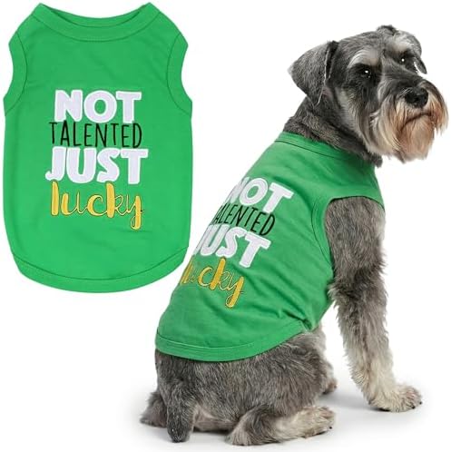 Parisian Pet Dog Shirt – 100% Cotton Green Shirts for Large Dogs – Sleeveless Puppy Vest – Lightweight and Breathable Funny Pet Apparel – St. Patrick’s Day Dog Clothes - Stretchy T Shirts for Dogs