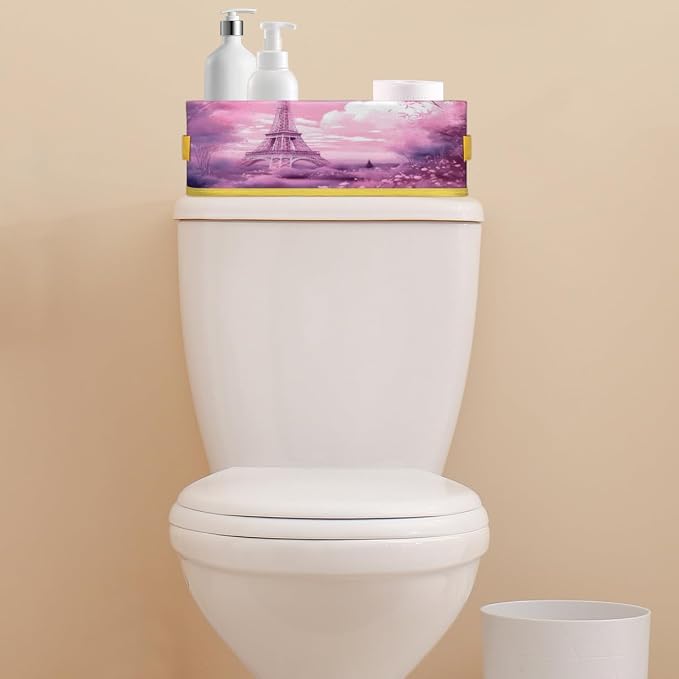 Eiffel Tower Paris Bathroom Storage Basket Waterproof Foldable Storage Bins with Handles Decorative Toilet Paper Storage Basket for Organizing for House Bathroom Toiletries