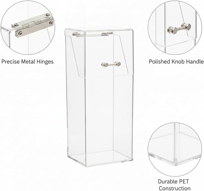 Clear Makeup Brush Holder with Lid, Compact PET Plastic Storage Caddy for Vanity & Travel, 3.3 x 3.3 Inch Base