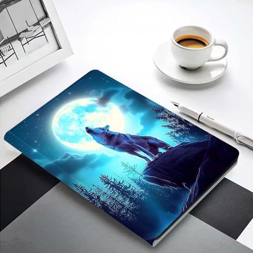 for Samsung Galaxy Tab S8 2022/Tab S7 2020 11" Tablet Case(Model SM-X700/X706/T870/T875/T878),Premium Leather Folio Stand Auto Wake/Sleep,Multiple Viewing Stand,Wolf Moon Night