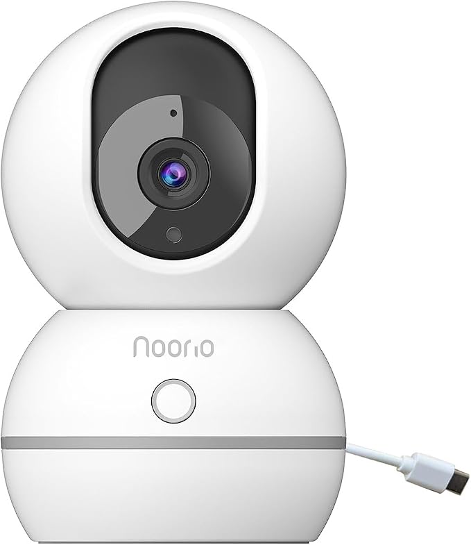 Noorio 2K 4MP Indoor Security Camera,UHD 360° PTZ Pet Camera,2.4GHz,CS201 | One-Touch Call, 24/7 Continuous Recording, 360° PTZ Coverage, Night Vision, Auto Motion Tracking, Two-Way Audio, 2.4 GHz WiFi