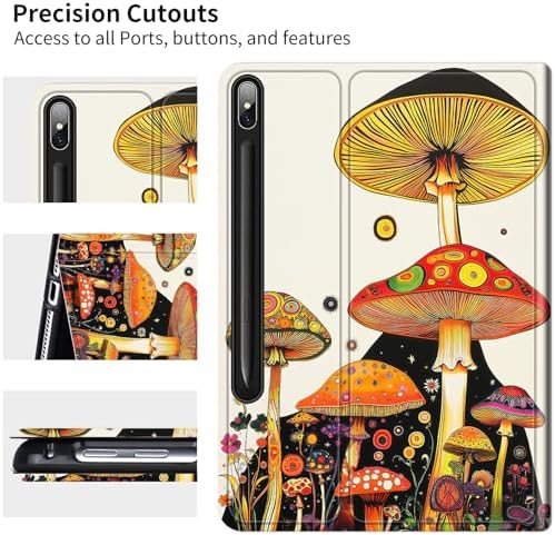 for Samsung Galaxy Tab S9 11 Inch/S9 FE 10.9 Inch 2023 Case | Slim Leather Smart Cover with Multi-Angle Anti-Slip Stand [Auto Wake/Sleep] Shell for Women Men, Mushroom Painting