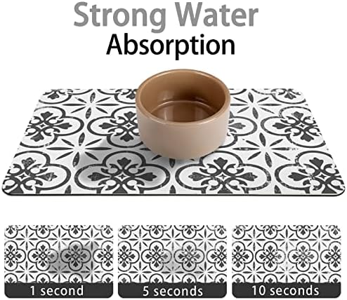 Dog Food Mats for Floors Absorbent, Pet Cat Food Mat - Quick Dry Dog Bowl Mats for Food and Water, Eco-Friendly Boho Pet Supplies