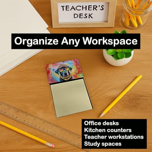 Caroline's Treasures Black Labrador Hippie Dawg Sticky Note Holder Refillable Dispenser Self-Sticky Note Pads, Memo Pads Blank Desk Accessories