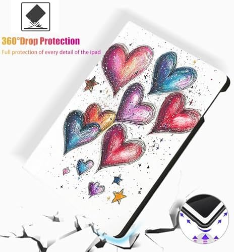 for Microsoft Surface Pro 7 Plus,Surface Pro 7/6/5/4 12.3" Tablet Case,Auto Wake/Sleep,Adjustable Stand Protective Cover - Colorful Heart