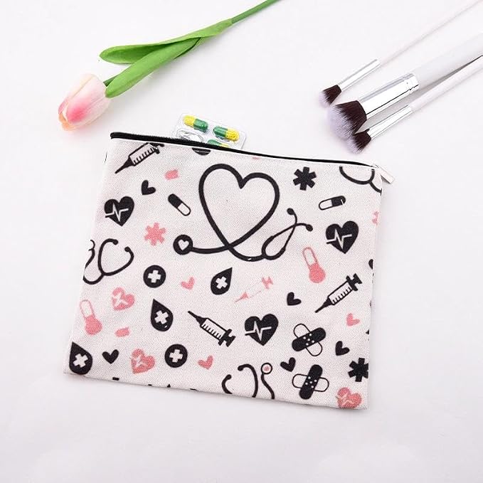 Small Home Medical Bag Pouch Nurse Pocket Protector Pouch Pharmacist Doctor Bag Accessories for Women Family Emergency Medical Kit Nursing Student Essential Supplies for Clinicals Canvas First Aid Bag