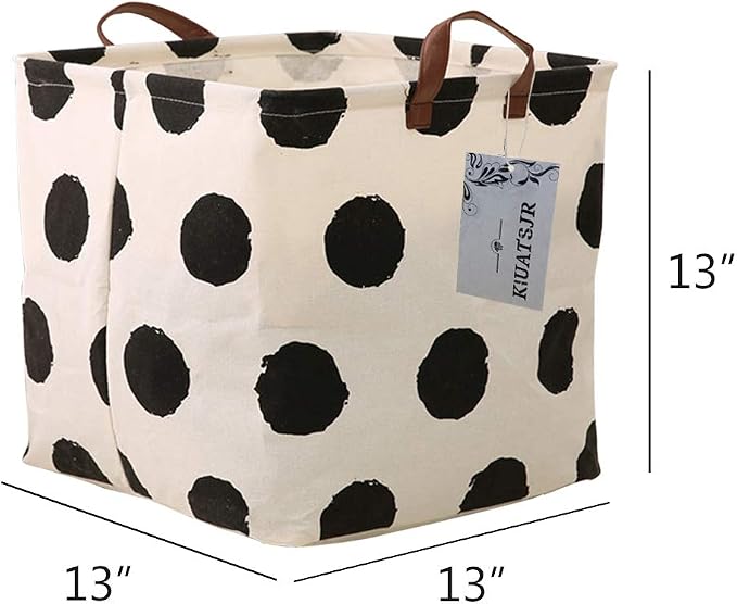 Square Canvas Toy Storage Bins Basket with Handle Collapsible Toy Organizer for Nursery Storage, Kid's Toy & Laundry, Gift Baskets(Round)