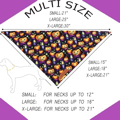 Realeaf Halloween Dog Bandanas 2 Pack, Pumpkins and Ghosts Pet Scarf for Boy and Girl, Premium Durable Fabric, Holiday Bandana for Medium and Large Dogs Pets (Large)