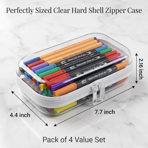 4 Pack Clear Hard Shell Zipper Case, Small Diaper Bag Organizer Pouches, Heavy Duty Crush-Proof Clear Zipper Pouches for Purse & Tote, Travel Makeup Bag for Toiletries, Electronics, Toys