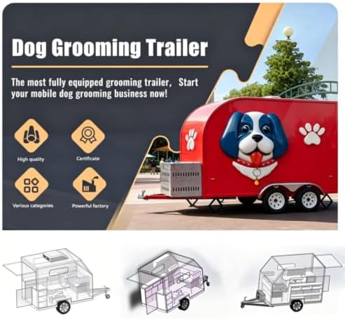 Commercial Mobile Pet Grooming Trailer Dog Grooming Station Trailer | Ideal for Professional Grooming Services with Practical Interior Design, Water Setup, Storage and Custom Solutions