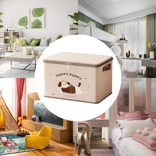 Storage Box with Lock Waterproof Stackable Bins with Puppy Pattern | Locking Storage Box for Package Toy Delivery Travel Closet Garage Bedroom Bathroom Kitchen