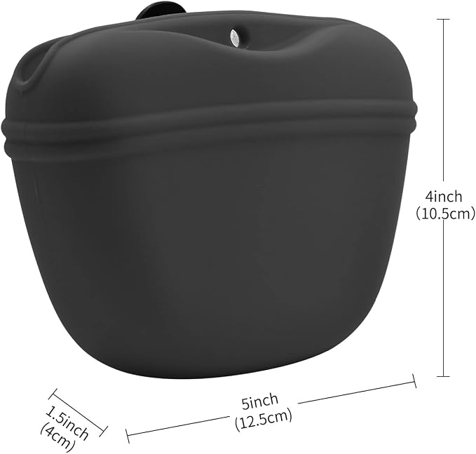 AUDWUD Silicone Dog Treat Pouch with Clicker Magnetic Closure Secure Clip | Upgraded clip keeps your treat pouch secure during training.Magnetic closure allows fast one hand access.Includes dog click