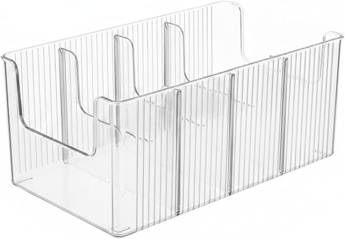 Multipurpose Clear PET Organizer Box with Dividers for Drawers, Desktops, and Cabinets - Versatile Storage Caddy, 10.1 x 5.2 x 3.9 Inches