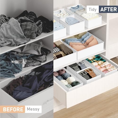 DIMJ Drawer Organizer Clothes - 30 Pack Closet Drawer Organizer Bins for Baby Clothes Storage, Fabric Dresser Organizer for Nursery Bedroom, Foldable Small Drawer Dividers for Underwear Socks