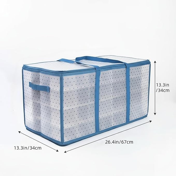Christmas Ornament Storage Box 128 Capacity - Large Plastic Organizer with Adjustable Dividers & Slots, Holiday Decoration Storage Container for 3 Inch Ornaments by Hearth & Harbor