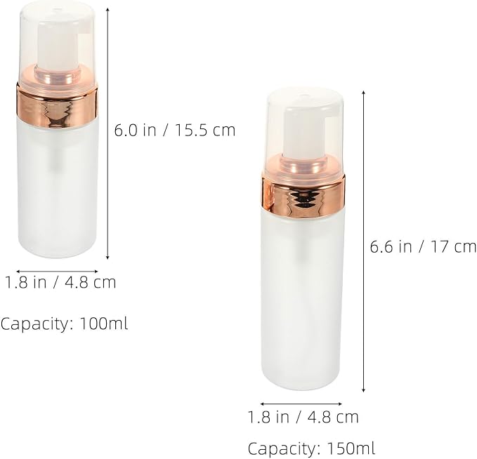 4pcs Pet Foam Pump Bottles Set Leak Proof Travel Cosmetic Containers with 3 Oz and 5 Oz Capacity, Stylish and Elegant Design for Daily Use at Home