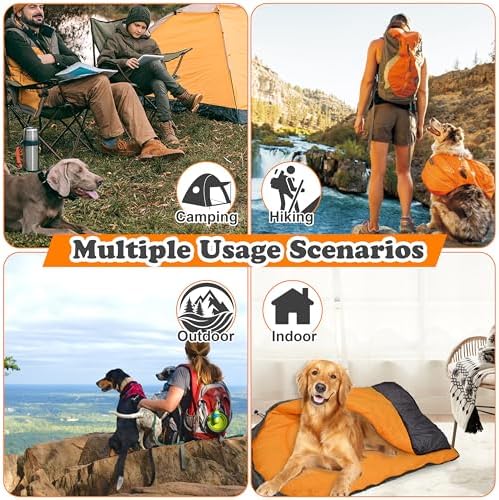 Dog Sleeping Bag Waterproof Warm Packable Dog Bed with Storage Bag Large Portable Pet Bed Mat for Travel Camping Hiking Backpacking Indoor Outdoor