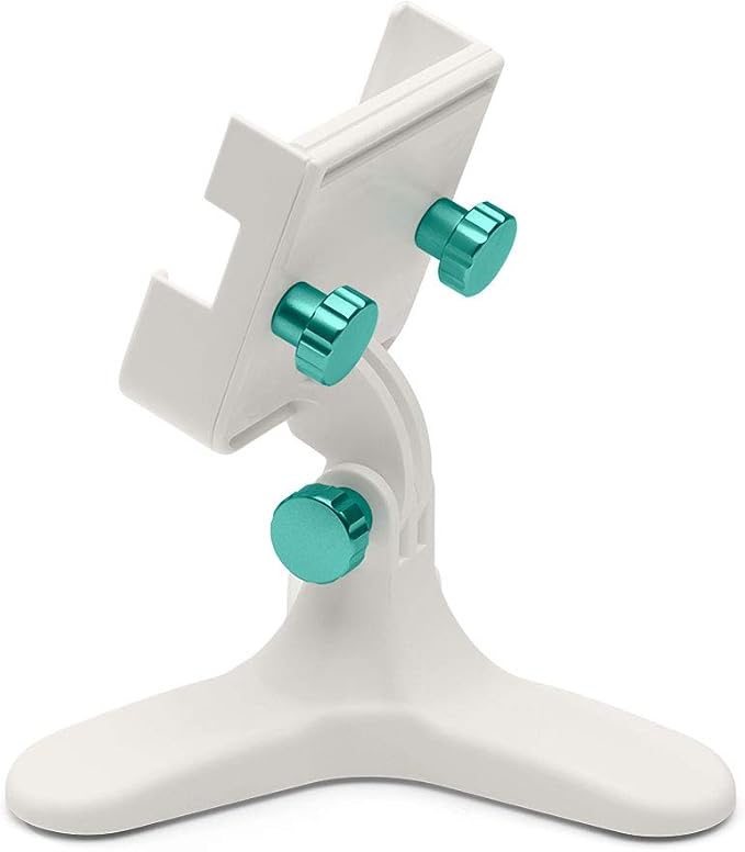 WeatherTech DeskFone Two View - Adjustable, Universal Cell Phone Holder Mount Stand for Desk, Counter, Table - Tripod Design for iPhone & Smartphone Charging - Turquoise Metal Knobs