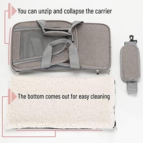 Mr. Pen- Pet Carrier, 17.5" x 11.2" x 11.5", Medium Size, Gray | Portable Travel Carrier for Small Pets, Cats & Small Dogs, Breathable Mesh, Safety Inner Leash