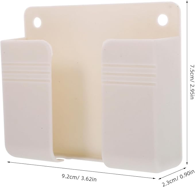 20pcs Wall Mounted Phone Holder with Charging Hole White Stand | Self Adhesive Installation, Bedside and Office Use, Space Saving Storage Shelf for Phone and Remote
