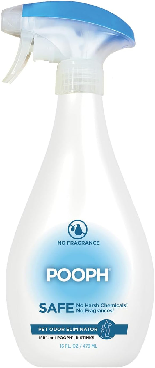 POOPH Pet Odor Eliminator Spray 16oz Fragrance Free Odor Remover for Dogs and Cats Urine Poop Pee Deodorizer for Home Carpet Furniture Litter Box