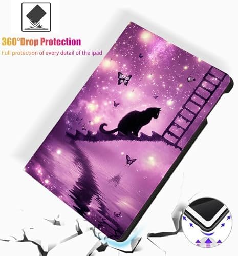 for Microsoft Surface Pro 11/10/9-13" 2024/2022 Tablet Case,Auto Wake/Sleep,Adjustable Stand Protective Cover - Purple Galaxy Cat