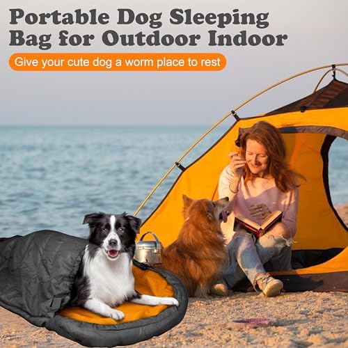 Dog Sleeping Bag Waterproof Warm Packable Dog Bed with Storage Bag Large Portable Pet Bed Mat for Travel Camping Hiking Backpacking Indoor Outdoor
