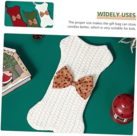 Unomor Xmas Stocking Bone Shape Pendant Bag Knitted Holiday Decor for Candy Storage Unique Christmas Hanging Decoration for Pets and Boys and Girls Soft and Lightweight Design