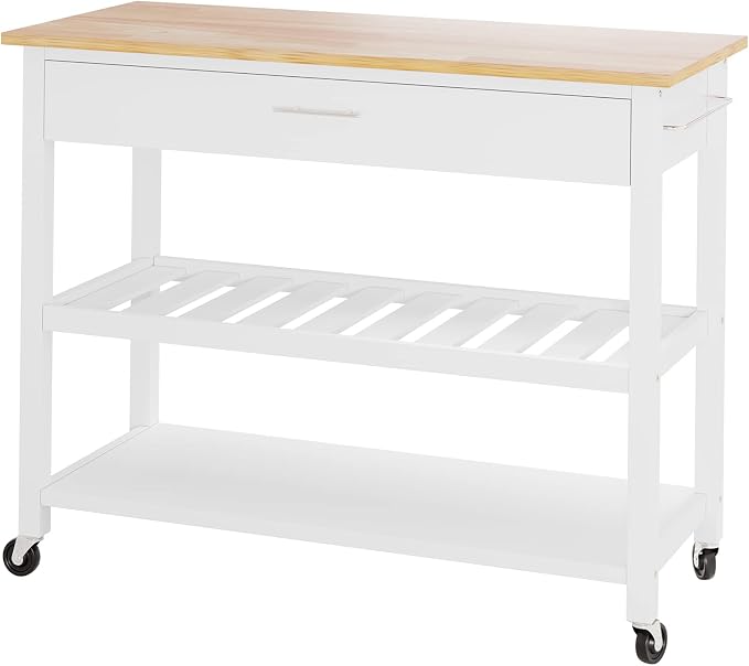 JY QAQA 40" Kitchen Island on Wheels with Storage Cabinet Kitchen Cart Cabinet with Shelves, Cart Handle for Towel Rack or Free Mobility, Portable Islands for Kitchen,White