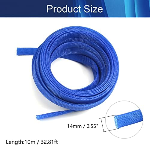 Jutagoss PET Expandable Braided Cable Sleeve, 32.8ft - 9/16 inch Blue Cable Management Sleeve, Wire Loom Tube Cord Protector for USB Cable, Power Cord, Audio Video and More, 1Pc