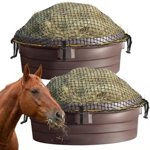 2Pcs 74'' x 45''Heavy Duty Stock Tank Slow Feed Hay Net, Buckle Adjustable