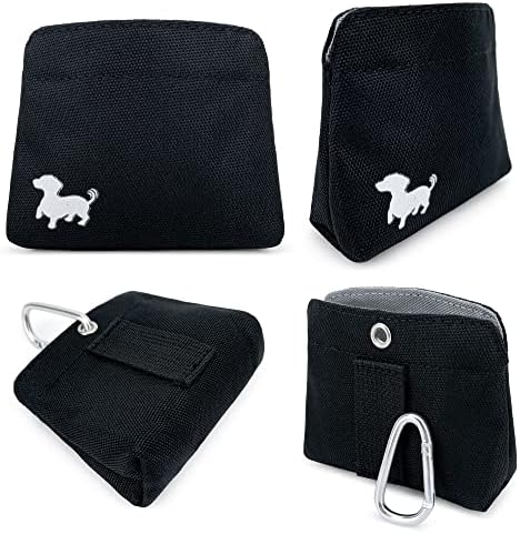 Small Dog Treat Pouch – Slim Magnetic Pocket Dog Treat Bag for Walking & Training – Discreet Clip On Treat Pouch for Leash, Waistband or Pocket – Mess Free Storage (Black/Gray)