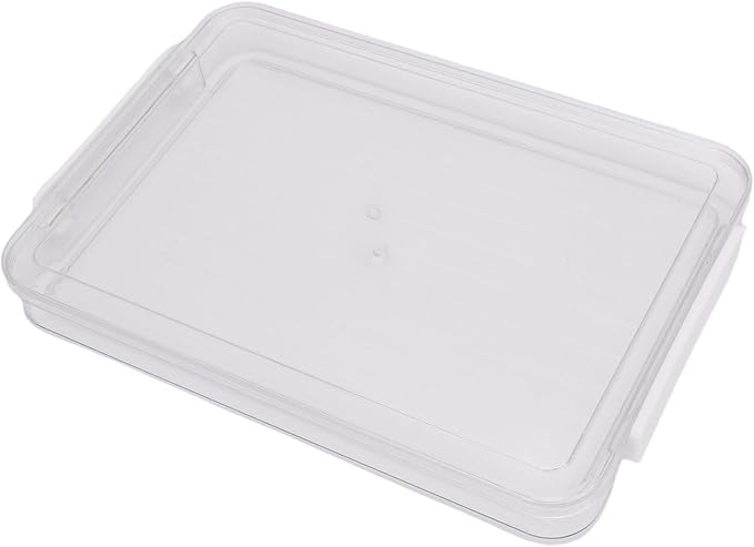 2Pcs Flat Plastic File Storage Bins, Sturdy PET Material with Non Slip Bottom and Transparent Lid, Stackable Document Organizer with Snap on for A4 Paper and Office Supplies