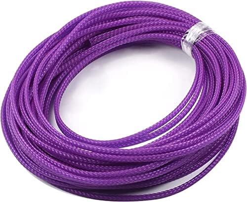 Bettomshin 1Pc 32.8Ft(10m) Cable Management Sleeve, 1/8"(3mm) Width PET Purple Cord Protector, Wire Loom Tube Insulated Split Sleeving for USB Cable Power Cord Organizer Video Cable Hider