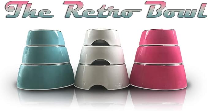 Loving Pets - Retro Bowl Dog Food Water Bowl No Tip Stainless Steel Elevated Pet Bowl No Skid Spill Proof (Medium, Pink)