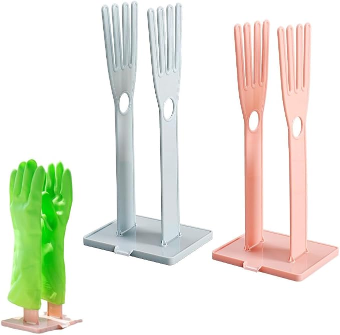 2 Pack Household Gloves Holder Rack Organizer Household Cleaning Glove Drying Rack for Rubber Kitchen Dishwashing Gloves Reusable Pet Grooming Brush with Long Sleeve Waterproof Glove