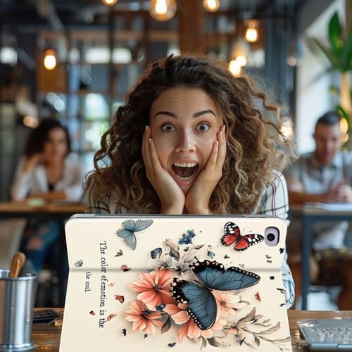 for Microsoft Surface Pro X/Pro X Plus-13 2019/2020/2021/2024 Tablet Case,Auto Wake/Sleep,Adjustable Stand Protective Cover - Butterfly Flower