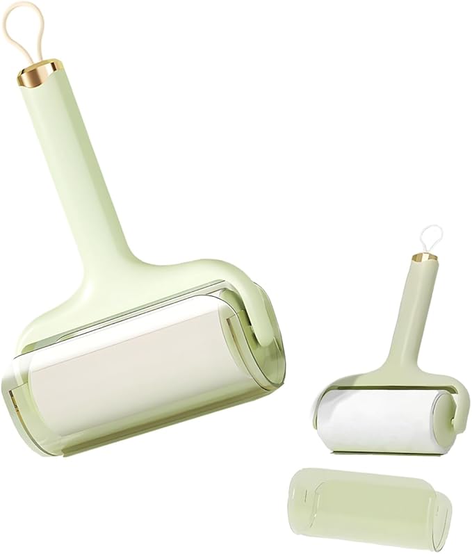 Washable Reusable Lint Roller, Portable Mini Lint Remover, Cat Pet Hair Rollers Travel Size Sticky Cleaner Dog Hair Remover for Clothes Gel Lint Roller Ball (Green)