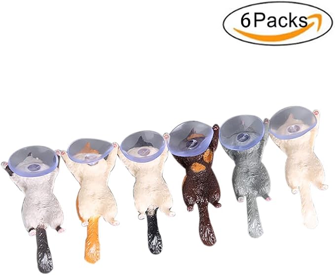 Novelty 6Pcs Sucker Cat Phone Holder Sucker Cup Phone Stand Kawaii Cat Phone Stand Kitty Phones Holder Decoration