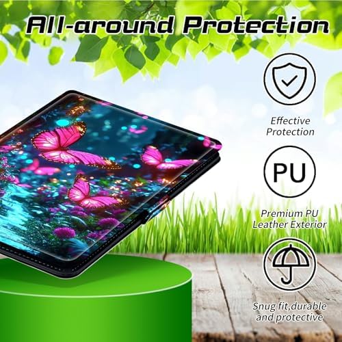 Universal Case for T-Mobile Revvl Tab 2 10.1" Model:9185W 2025/Revvl Tab 5G 10.36" 2023, 360 Degree Rotating Kickstand Protective Stand Shell Cover for 9"-10.5", Pink Butterfly Forest