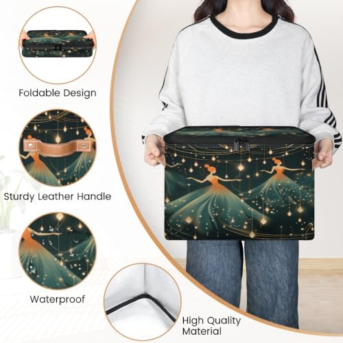 Ballet Collapsible Fabric Storage Bin with Lid | Storage Basket, Foldable, Waterproof, Handle, Large, Closet Organizer, Home, Ballerina Dancer
