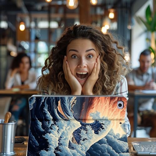 for Microsoft Surface Pro X/Pro X Plus-13 2019/2020/2021/2024 Tablet Case,Auto Wake/Sleep,Adjustable Stand Protective Cover - Wave Art