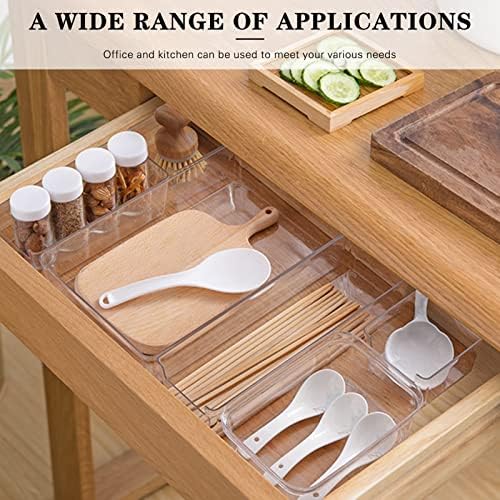 VALINK Clear Plastic Drawer Organizer, Desk Drawer Dividers Refrigerator Organizer Bins Clear Organizing Bins Plastic Storage Small Box, Makeup Organizer Drawers Storage Medium Square Box