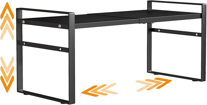 Expandable Cabinet Shelf Organizer Riser for Kitchen Pantry Under Sink | Expandable, metal , thick shelves, suitable for cabinets, countertops, under-sink areas, and storage rooms