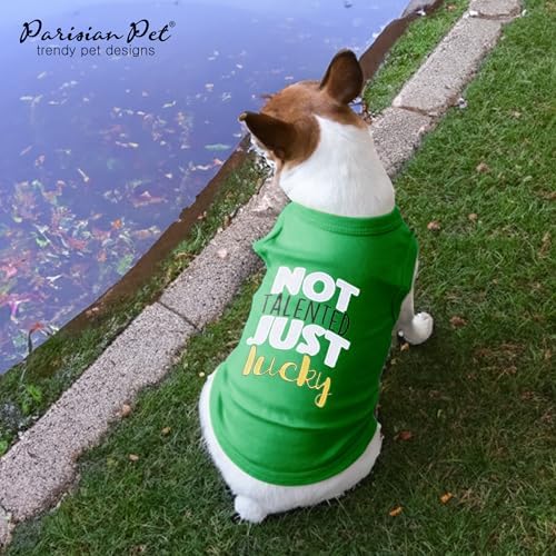 Parisian Pet Dog Shirt – 100% Cotton Green Shirts for Large Dogs – Sleeveless Puppy Vest – Lightweight and Breathable Funny Pet Apparel – St. Patrick’s Day Dog Clothes - Stretchy T Shirts for Dogs